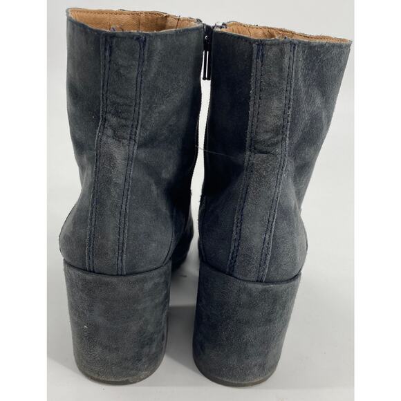 Lucky brand women 5 Gray suede leather zip roundtoe chunky block heel ankle boot - Picture 5 of 9